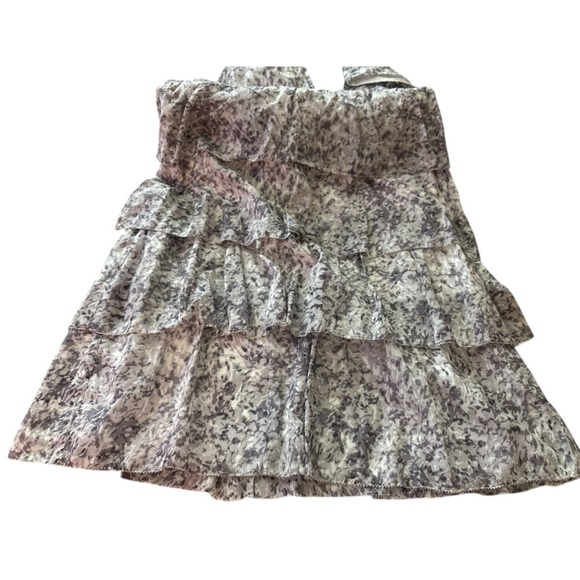 TALBOTS sleeveless dress, gray & subtle violet, lined, fit and flare, tiers. - Picture 5 of 8